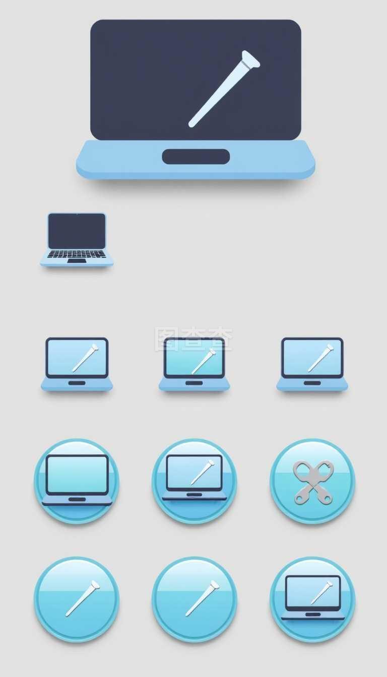 笔记本电脑技术服务图标标志 九个原始指针按钮的矢量设计解析